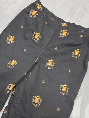 Vintage Talbots Black Size 12 Straight-Leg Pants with Gold Saddle